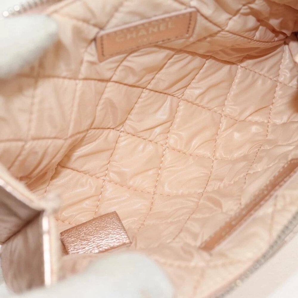 CHANEL Matelasse Pouch Lamb Skin Pink Gold CC Auth 157936M - Picture 10 of 16